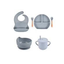 Silicone personnalisé première alimentation bols d&#39;aspiration assiettes plat manger cuillère à manger et fourchette bébé vaisselle ensemble